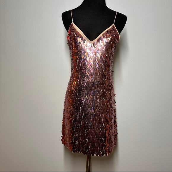 Alice + Olivia - Contessa Embellished V Neck Dress in Iridescent Pink Size S - Picture 9 of 15